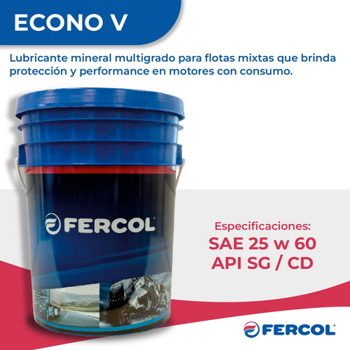 Aceite Fercol Econo V 25w60 Lubricante Alto Kilometraje Cla