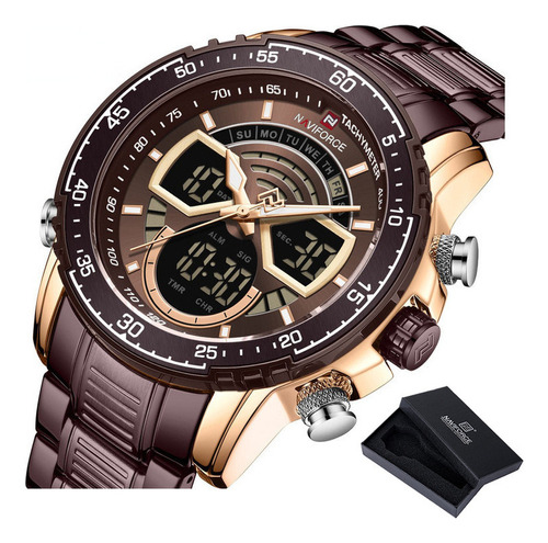 Relojes De Cuarzo Naviforce Luminous Luminous Para Hombre Color Del Fondo Rose Coffee