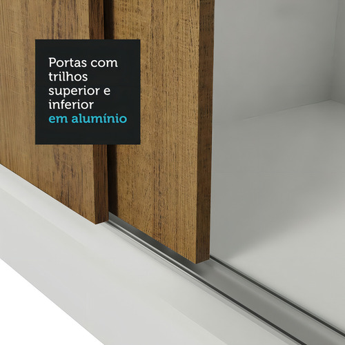 Guarda Roupa Madesa Mônaco 3 Portas Correr Espelho Com Pés Cor Branco/rustic 10939B1ECP