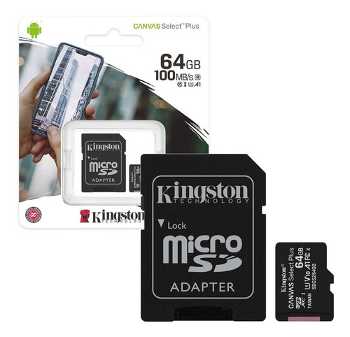 Memoria Micro Sd Kingston 64gb Clase 10 + Adaptador Tarjeta