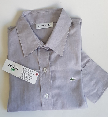 Camisa Social Feminina Lacostes Original Cinza T36