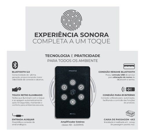Amplificador De Parede Ambiente Frahm Hs Wall Touch