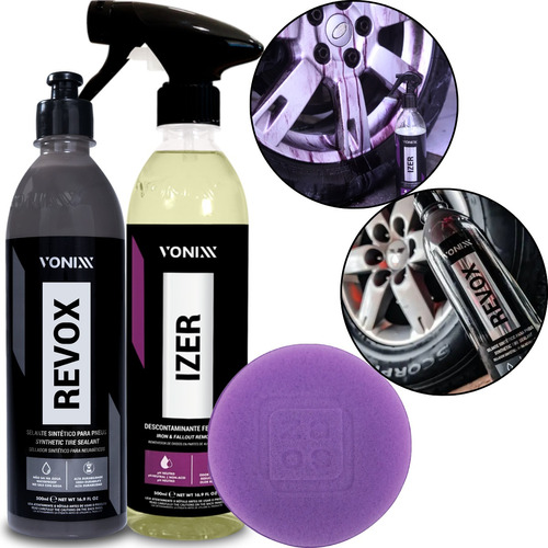 Kit Limpa Rodas Izer 500ml Revox 500ml Selante Pneu Vonixx