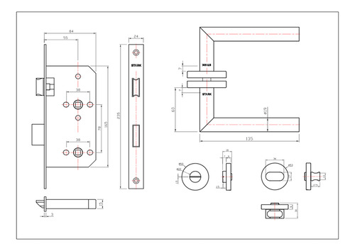 Kit Cerradura De Embutir Baño, Seg Int /emerg Ext. Acer Inox