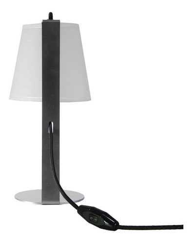 Imagen 5 de 10 de Velador Lampara Moderno Con Pantalla Lampara Led Plata Negro