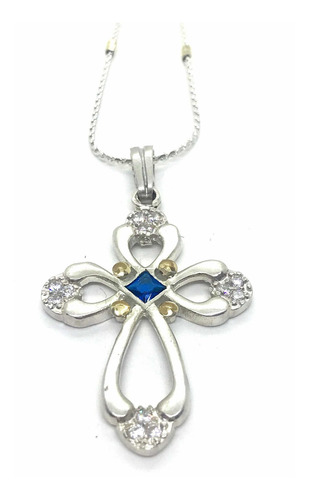 Cadena Almendrade Plata Con Cruz De Plata Y Oro.