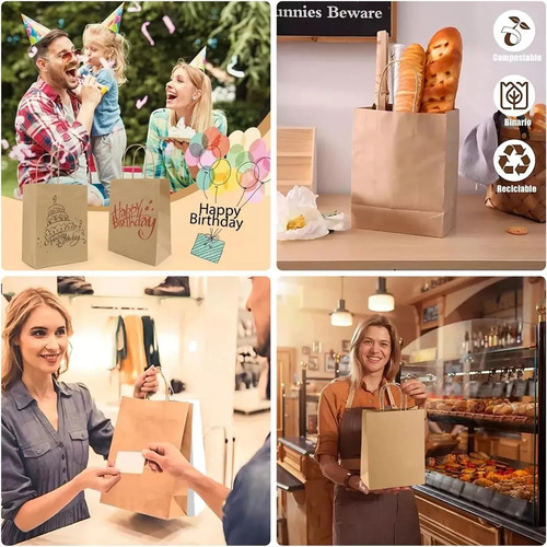 50 Bolsas De Papel Kraft Ecológicas Portátil Decorativas Tia