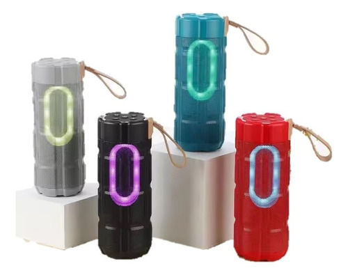 Parlante Bluetooth Carga Usb Sd Aux Luz Rgb 10w Gris