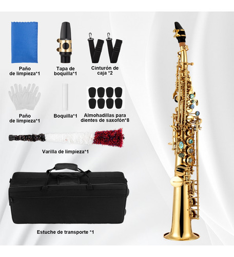 Saxofón Alto En Si Bemol Tubo Recto Para Principiantes Oro