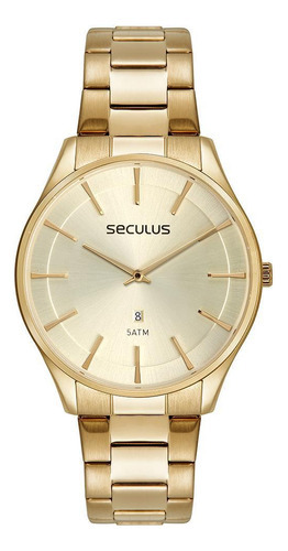 Relógio Seculus Masculino Ref: 77182gpsvda2 Slim Dourado