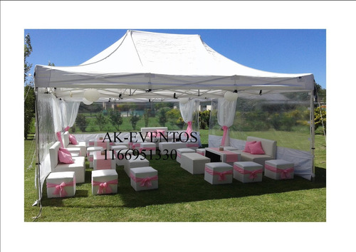 Carpas Mesas Sillas Puff Piso De Madera Gazebos Vajilla
