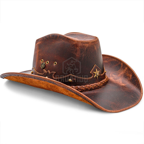 Chapeu Feminino E Masculino Americano Country Cowboy Couro