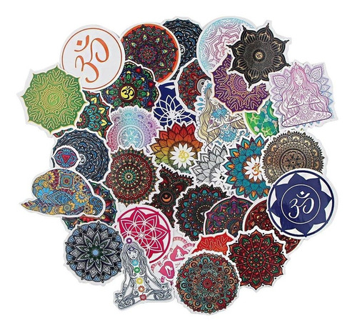 Set 35 Sticker Mandalas Yoga Decorativo Stickers Skateboard