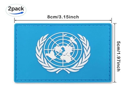 Parches Pvc De Bandera De Naciones Unidas 8x5 Cm Con Velcro