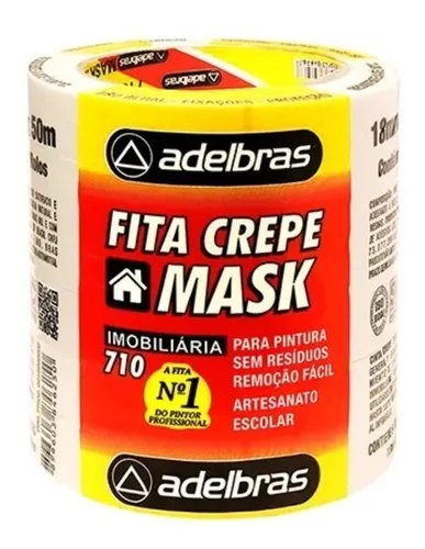 comprar Fita Crepe Para Pintura Sem Residuos 18mm X 50m - 6 Rolos Cor Branco Liso
