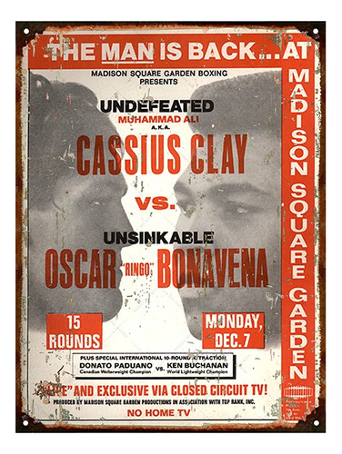 Chapa Publicidad Antigua Boxeo Cassius Clay Vs Bonavena L130