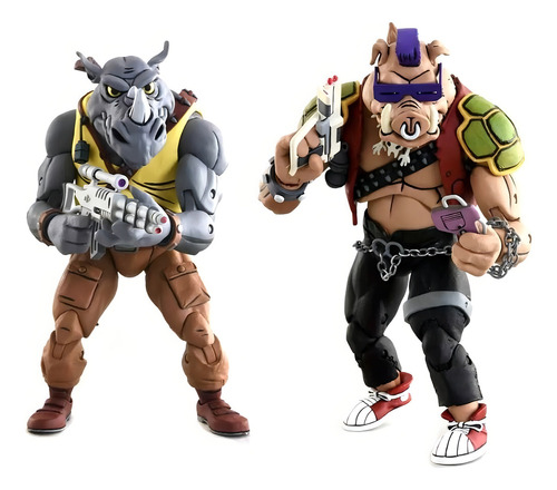 Figura Neca de Bebop E Rocksteady Cartoon Tnt a escala 7 pulgadas