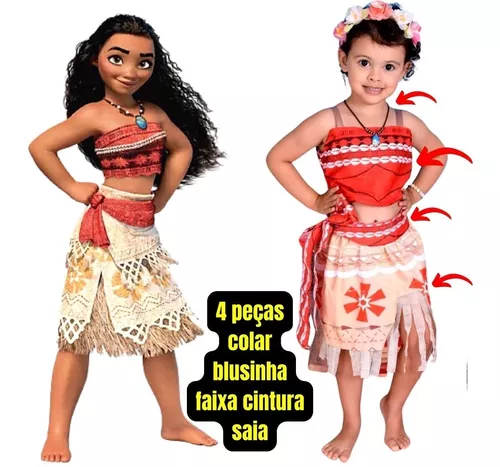 Fantasia Infantil Moana Menina 5 Peças