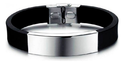 Pulseira Bracelete Masculina Aço Inox Identificação Idosos 