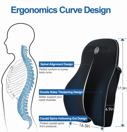 Imagen 5 de 9 de Almohada De Soporte Lumbar Respaldo Ortopédico Ergonómico
