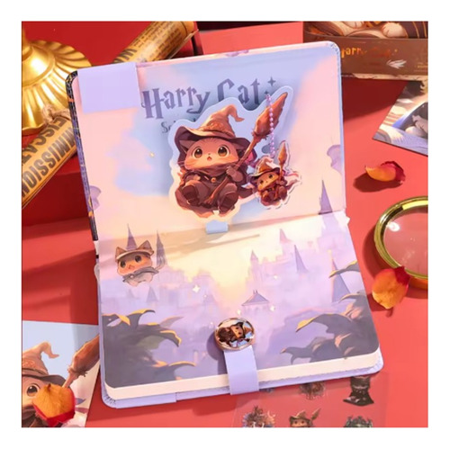 Libreta Harry Potter Harry Cat Gatos Imantada Llavero Sticke