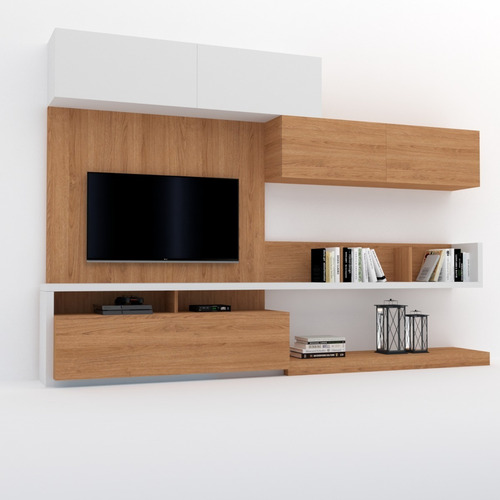 Modular Vajillero Lcd Led Rack Mueble Para Tv La Font Color Marrón Claro