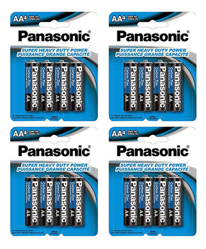 16x Pilas Panasonic Aa De Alta Duración Doble A 1.5v De Zinc Carbón 4pk X 4