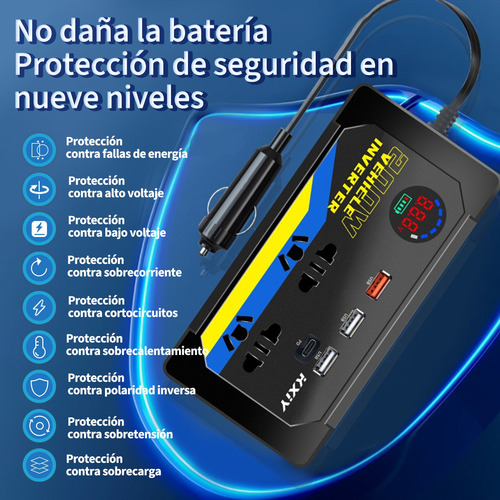Inversor Corriente Auto 200w Portátil 12v A 110v Convertidor