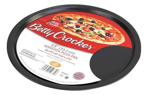 Molde Para Pizza Tartera Antiadherente Betty Crocker 33cm Color Negro