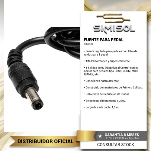 Fuente Transformador Pedales Guitarra 1 Salida 9v - Simisol