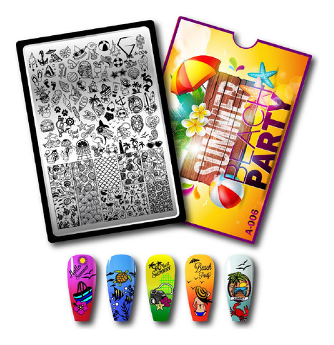 Stamping Plate Placa Para Estampar Uñas A-006 Summer Beach