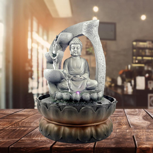 Fuente Zen De Cascada De Buda De Mesa Con Luces Led, Regalos