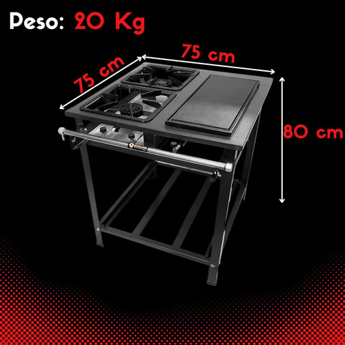 Black Fridei Fogão Industrial Duas Bocas Chapa Alta Pressão