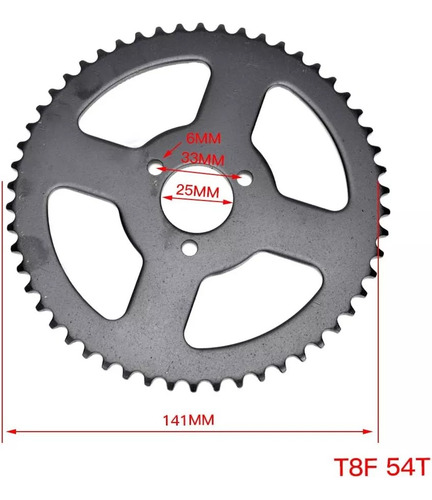 T8f 54piñón Trasero,cadena,6t Caja De Cambios Para 49cc Moto