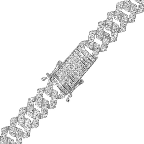 Cadena Gruesa Cubana Zirconia 55 Cm Plata 925 Hombre Mujer Color Plateado