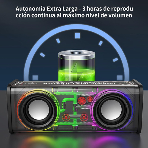 T Bocina Bluetooth Portátil Mecánico Impermeable Con Rgb