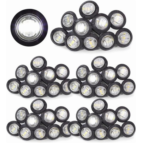 50pzs Redonda Camión Lateral Led Luz Indicadora Blanco 12v