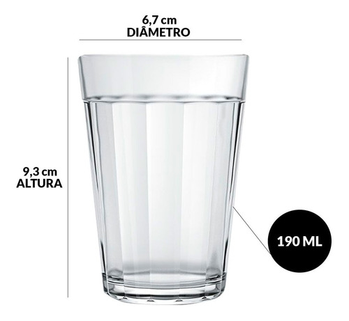 Imagem 2 de 9 de Copo Americano Simples Nadir 190ml Lagoinha 48 Unid. Atacado