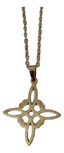 Collar Amuleto Nudo De Bruja Dorado Acero Inoxidable
