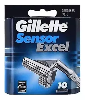 Lâminas Para Barbear Gillette Sensor Excel - Pacote De 10