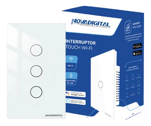 Interruptor Inteligente Wifi Novadigital 3 Teclas Botões Touch Tu...