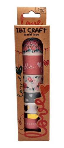 Washi Tape Cinta Adhesiva Decorativa Love 5 M X 8 Unidades