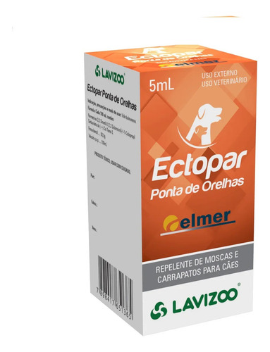 Repelente De Moscas P/ Cães Ectopar Ponta De Orelha 5ml
