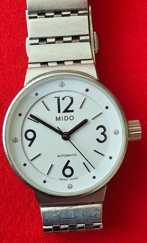 Mido Automático M7340a 4 Diamantes En Las 3,6,9,12 Plateado Blanco Blanco (Usado)