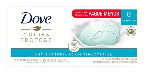 Pack Sabonete Barra Antibacteriano Dove Cuida  Protege 6 Un
