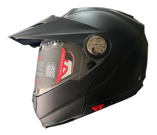 Casco Negro Moto Faseed 909 Abatible Visor Externo E Interno