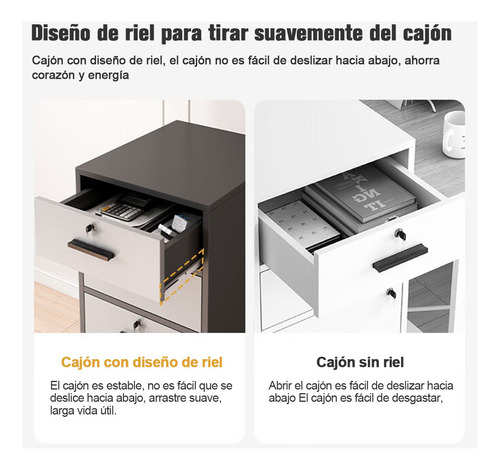 Muebles Archivero Madera Vertical 4 Gavetas Para Oficina Negro