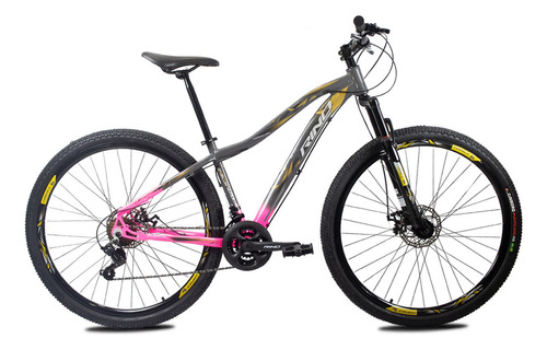 Bicicleta Aro 29 Feminina Rino 24v Câmbios Shimano Monalisa Cor Grafite/rosa Tamanho Do Quadro 15