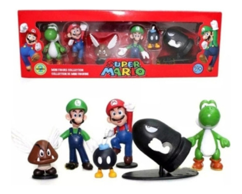 Set X 6 Figuras De Super Mario Bros En Caja