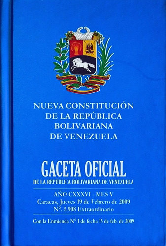 Constitución Tapa Dura Republica Bolivariana De Venezuela 